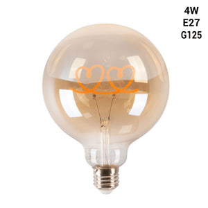 Bombilla decorativa filamento "Hearts" E27 G125 - 4W - 2200K - Barcelona Led-