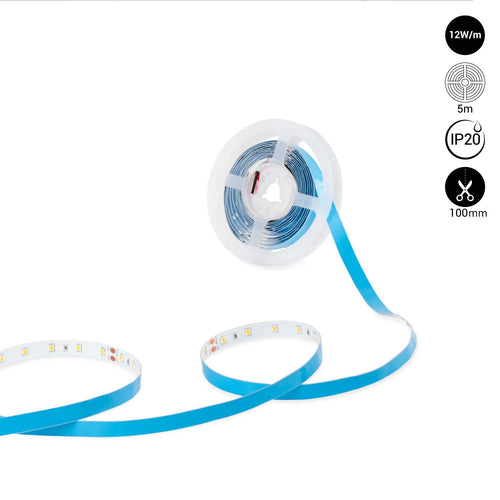 Taśma LED 24V DC - 12W/m - Jednokolorowa - 10mm - IP20 - 5 metrów - SMD2835 60ch/m
