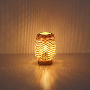 Lámpara de mesa de mimbre y madera "Ruka" - E27 - Barcelona Led-Decoración