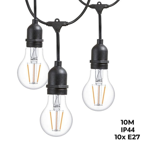 Outdoor garland IP44 10 meters connectable in series 10x E27