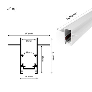 Carril magnético 20mm empotrable 48V - 1 metro - Barcelona Led-