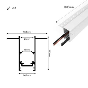 Carril magnético 20mm de integración 48V - 2 metros - Barcelona Led-
