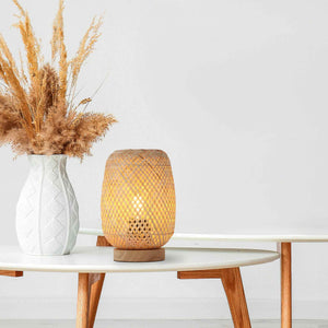 Lámpara de mesa de mimbre y madera "Ruka" - E27 (2)