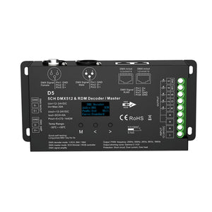 Decodificador DMX512 12-24V DC - 6A/ canal - 5 Canales - Pantalla OLED