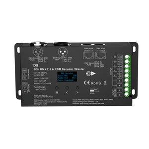 Decodificador DMX512 12-24V DC - 6A/ canal - 5 Canales - Pantalla OLED - Barcelona Led-Control y regulación