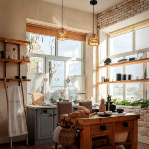 Lampara colgante papel trenzado "Rems" - E27 (12)