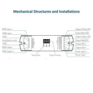 Decodificador DMX512 12-48V DC - 350-1200mA/canal - 4 Canales - Barcelona Led-Control y regulación
