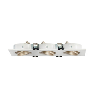 Aro downlight cuadrado basculante triple GU10 / MR16 - Bajo UGR - Corte 75 x 235mm - Barcelona Led-