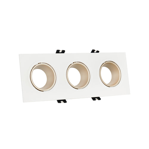 Square tilting triple downlight ring GU10/MR16 - Low UGR - Cutout 75 x 235mm
