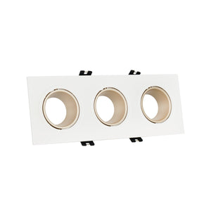 Aro downlight cuadrado basculante triple GU10 / MR16 - Bajo UGR - Corte 75 x 235mm - Barcelona Led-