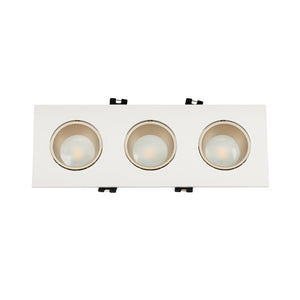Aro downlight cuadrado basculante triple GU10 / MR16 - Bajo UGR - Corte 75 x 235mm - Barcelona Led-