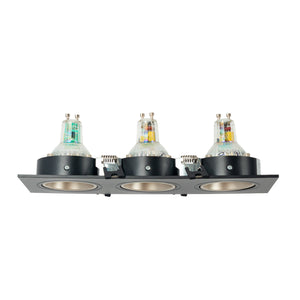 Aro downlight cuadrado basculante triple GU10 / MR16 - Bajo UGR - Corte 75 x 235mm - Barcelona Led-