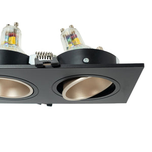 Aro downlight cuadrado basculante triple GU10 / MR16 - Bajo UGR - Corte 75 x 235mm - Barcelona Led-