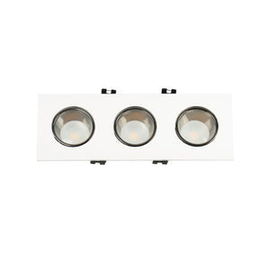Aro downlight cuadrado basculante triple GU10 / MR16 - Bajo UGR - Corte 75 x 235mm - Barcelona Led-