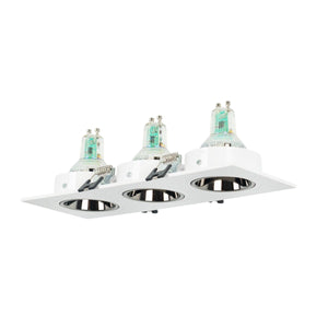 Aro downlight cuadrado basculante triple GU10 / MR16 - Bajo UGR - Corte 75 x 235mm - Barcelona Led-