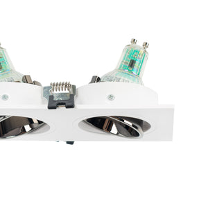Aro downlight cuadrado basculante triple GU10 / MR16 - Bajo UGR - Corte 75 x 235mm - Barcelona Led-
