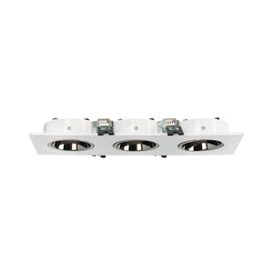 Aro downlight cuadrado basculante triple GU10 / MR16 - Bajo UGR - Corte 75 x 235mm - Barcelona Led-