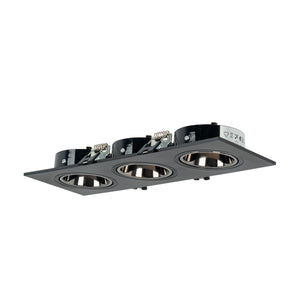 Aro downlight cuadrado basculante triple GU10 / MR16 - Bajo UGR - Corte 75 x 235mm - Barcelona Led-