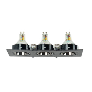 Aro downlight cuadrado basculante triple GU10 / MR16 - Bajo UGR - Corte 75 x 235mm - Barcelona Led-
