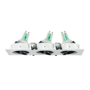Aro downlight cuadrado basculante triple GU10 / MR16 - Bajo UGR - Corte 75 x 235mm (31)