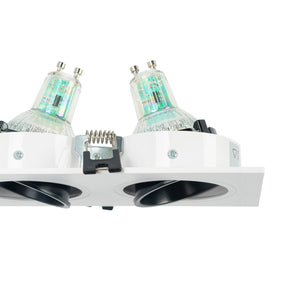 Aro downlight cuadrado basculante triple GU10 / MR16 - Bajo UGR - Corte 75 x 235mm - Barcelona Led-