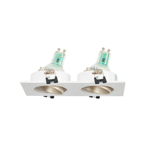Aro downlight cuadrado basculante doble GU10 / MR16 - Bajo UGR - Corte 75 x 150mm - Barcelona Led-