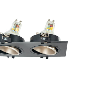 Aro downlight cuadrado basculante doble GU10 / MR16 - Bajo UGR - Corte 75 x 150mm - Barcelona Led-