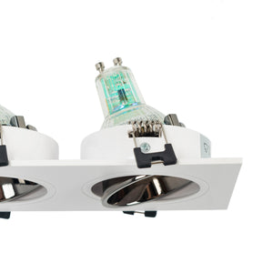 Aro downlight cuadrado basculante doble GU10 / MR16 - Bajo UGR - Corte 75 x 150mm - Barcelona Led-