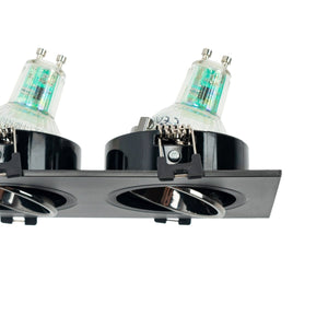 Aro downlight cuadrado basculante doble GU10 / MR16 - Bajo UGR - Corte 75 x 150mm - Barcelona Led-