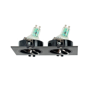 Aro downlight cuadrado basculante doble GU10 / MR16 - Bajo UGR - Corte 75 x 150mm - Barcelona Led-