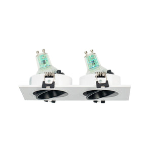 Aro downlight cuadrado basculante doble GU10 / MR16 - Bajo UGR - Corte 75 x 150mm - Barcelona Led-
