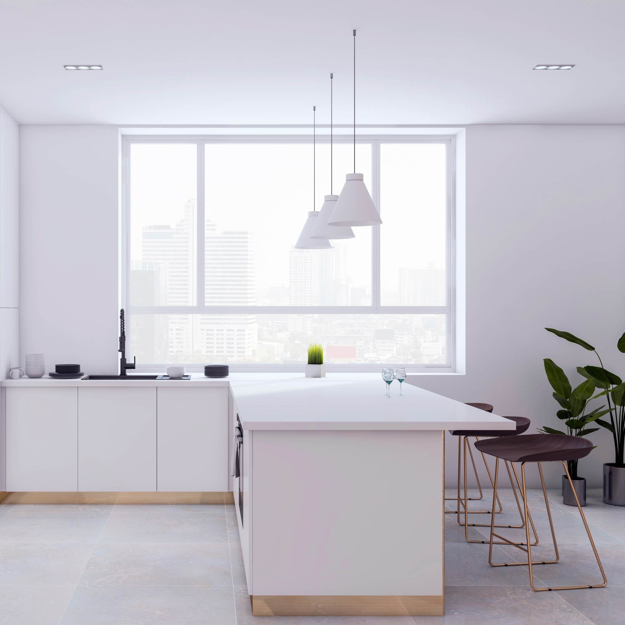 Aro downlight cuadrado basculante triple GU10 / MR16 - Bajo UGR - Corte 75 x 235mm (1)