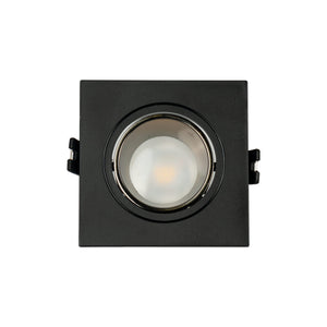 KIT Aro downlight cuadrado 93x93mm (gris/negro) + Bombilla GU10 6W + Portalámparas (6)
