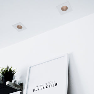 KIT Aro downlight cuadrado 93x93mm (blanco/champagne) + Bombilla GU10 6W + Portalámparas (1)