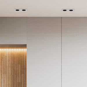 Aro downlight cuadrado basculante doble GU10 / MR16 - Bajo UGR - Corte 75 x 150mm - Barcelona Led-