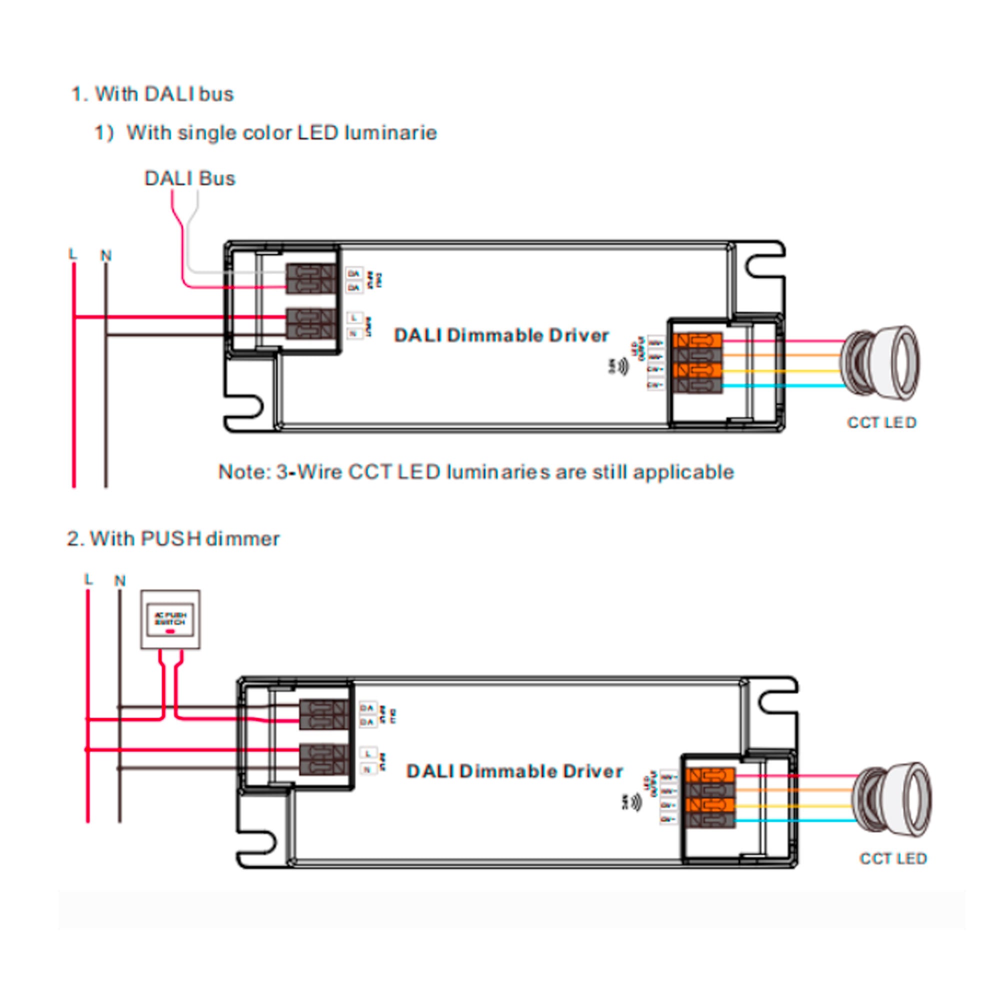 Driver regulable DALI DT8 CCT 220-240V - Salida 3-42V DC - 100-500mA - 10W (1)