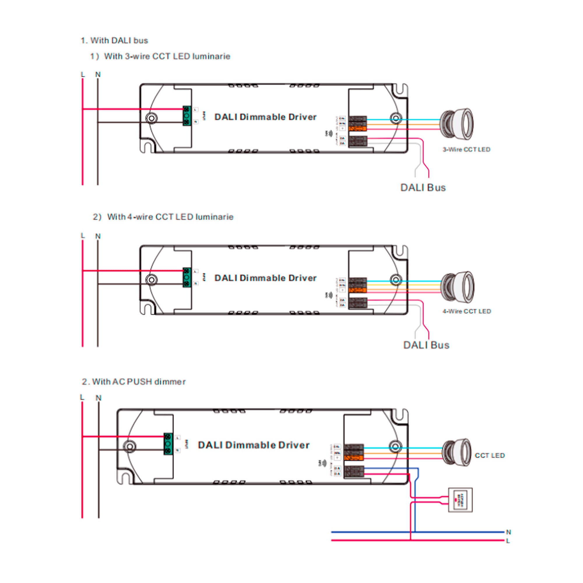 Driver regulable DALI DT8 CCT 220-240V - Salida 6-42V DC - 100-700mA - 15W (1)
