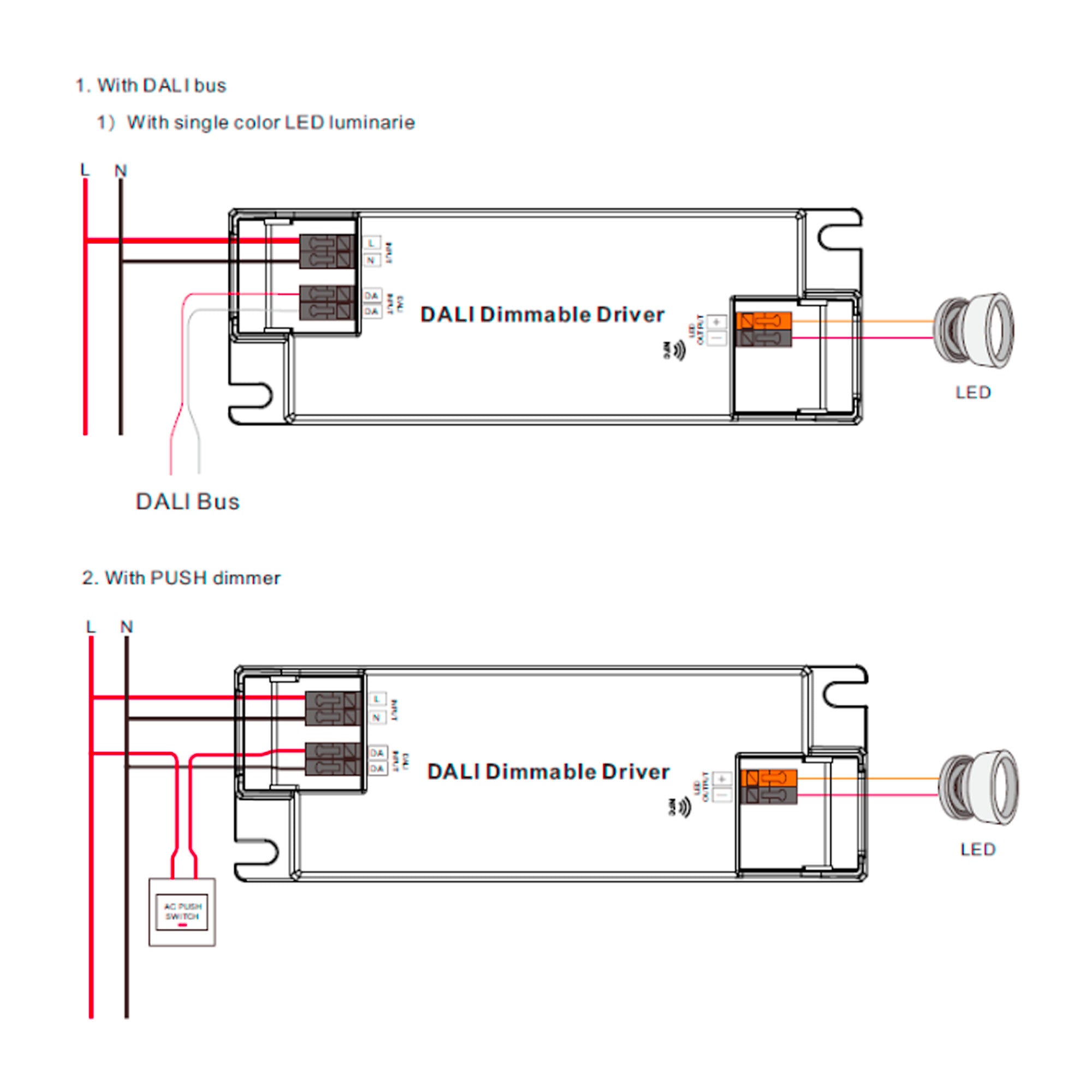 Driver regulable DALI DT6 monocolor 220-240V - Salida 6-58V DC - 250-700mA - 25W (1)