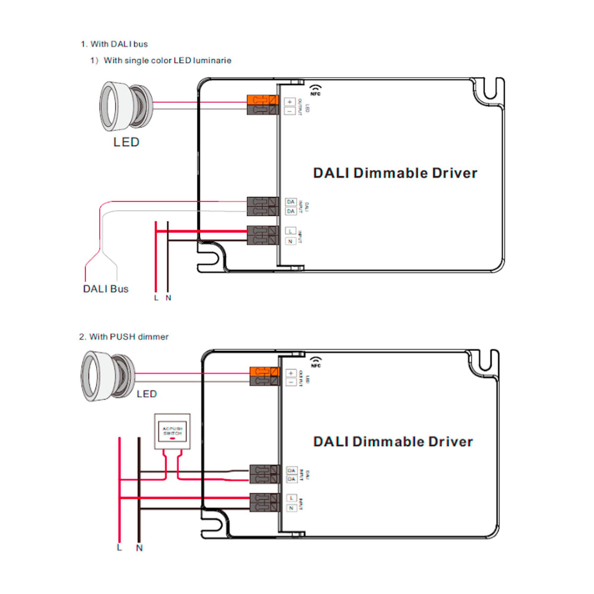 Driver regulable DALI DT6 monocolor 220-240V - Salida 6-58V DC - 500-1500mA - 65W (1)