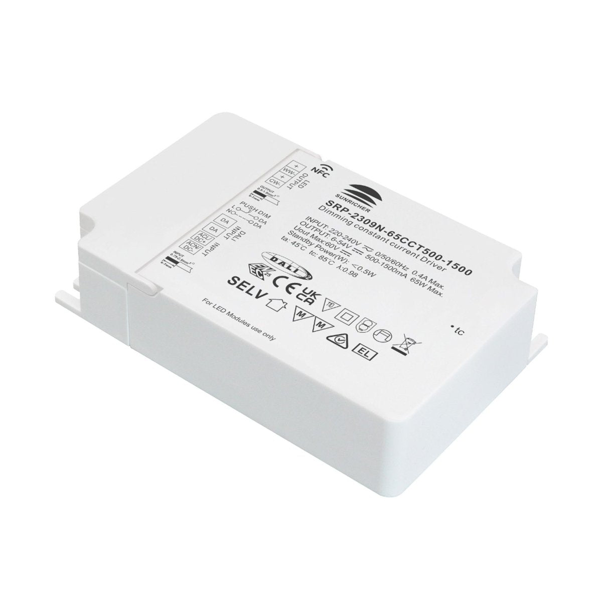 Driver regulable DALI DT8 CCT 220-240V - Salida 6-54V DC - 500-1500mA - 65W - Barcelona Led-