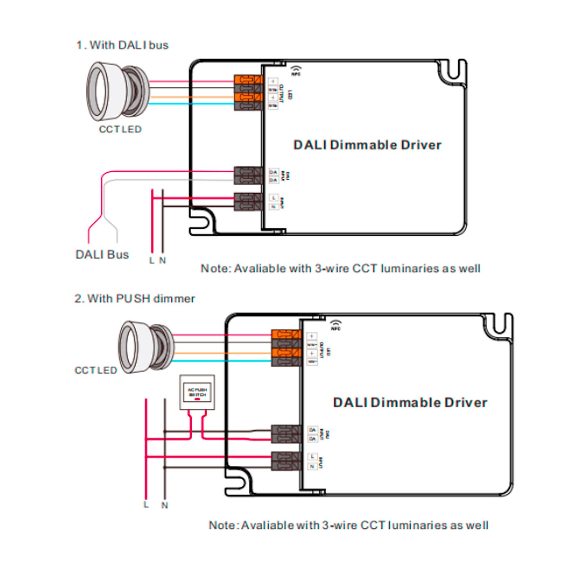 Driver regulable DALI DT8 CCT 220-240V - Salida 6-54V DC - 500-1500mA - 65W (1)