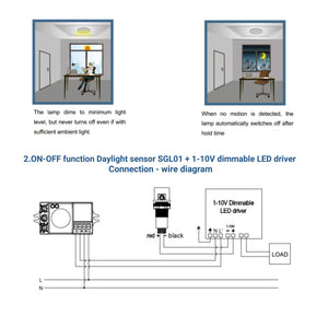 Sensor de luz fotoeléctrico Crepuscular 360º de superficie o empotrar - Regulación 1-10V-DC (5)