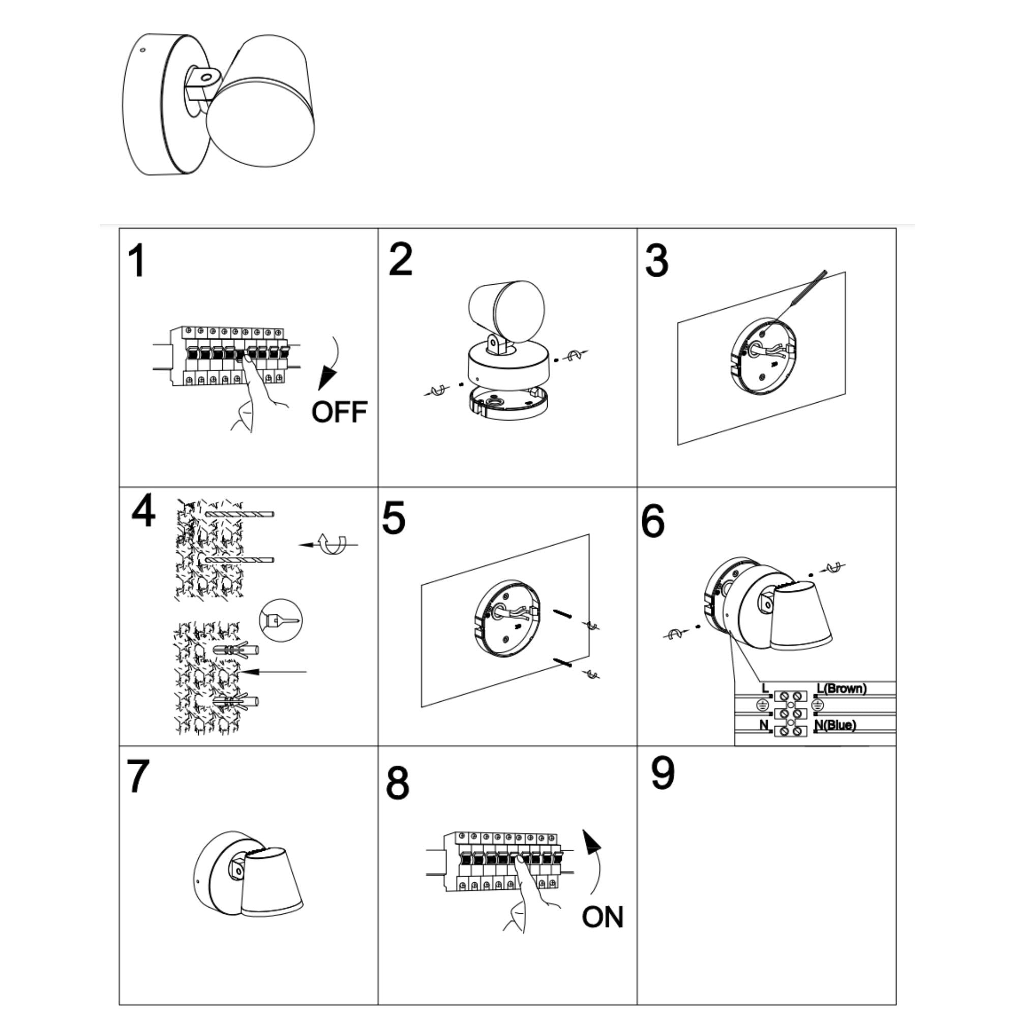 Aplique de pared exterior orientable "Stan" - 12,5W - 3000K - IP54 (1)