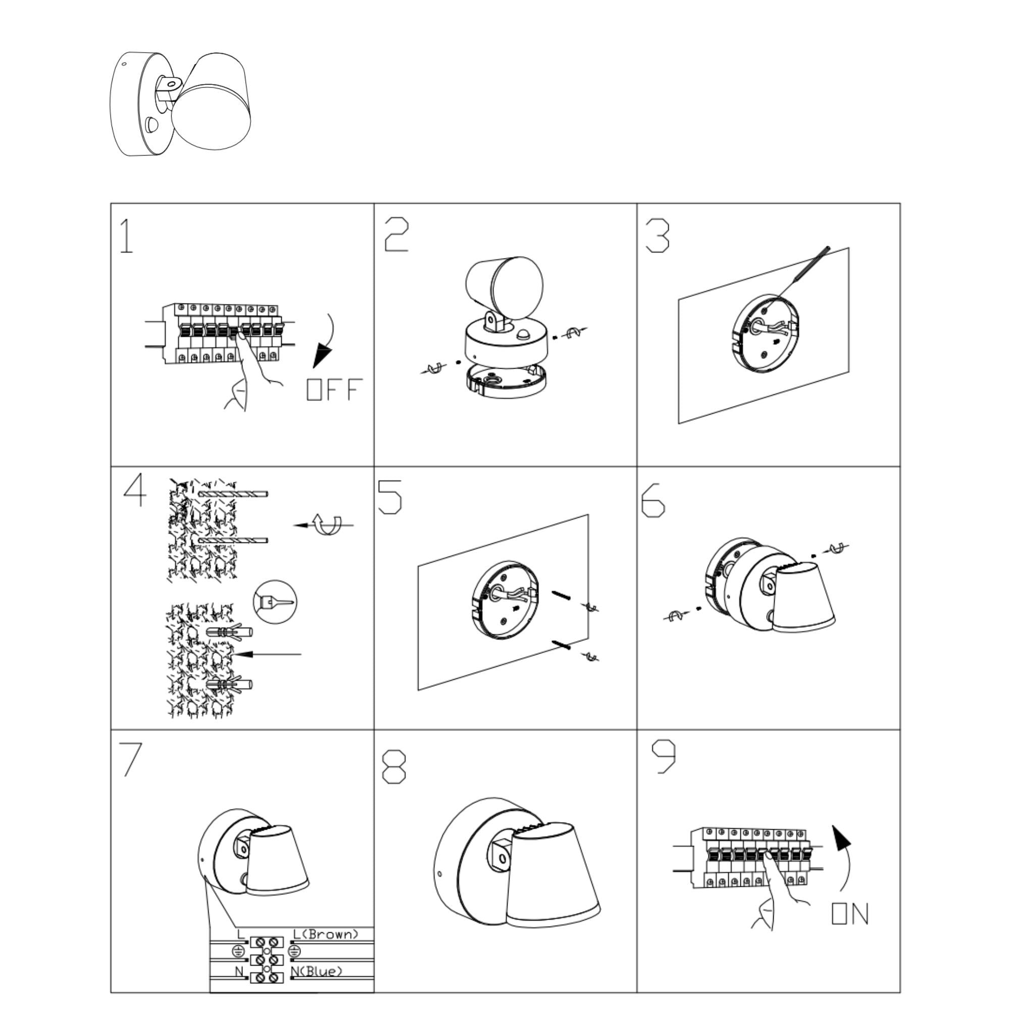 Aplique de pared exterior con sensor PIR "Stan" - 12,5W - Orientable - 3000K - IP54 (1)