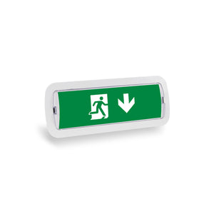 KIT Pictograma autoadhesivo "Salida abajo" + Luz de emergencia 3W - Barcelona Led-