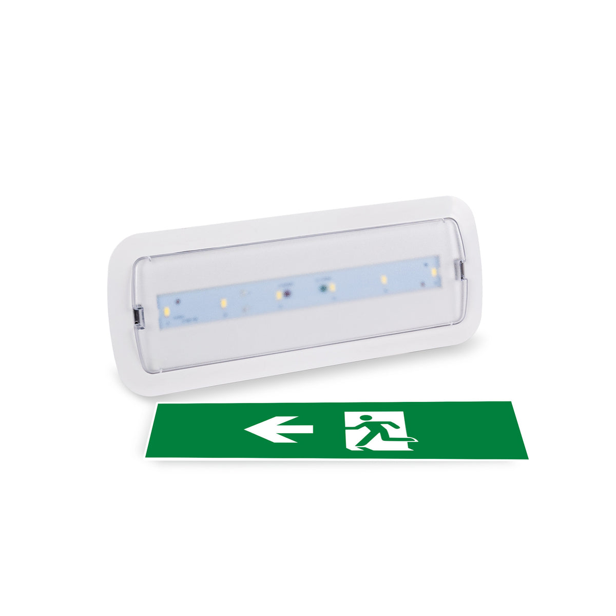 KIT Pictograma autoadhesivo "Salida izquierda" + Luz de emergencia 3W (1)