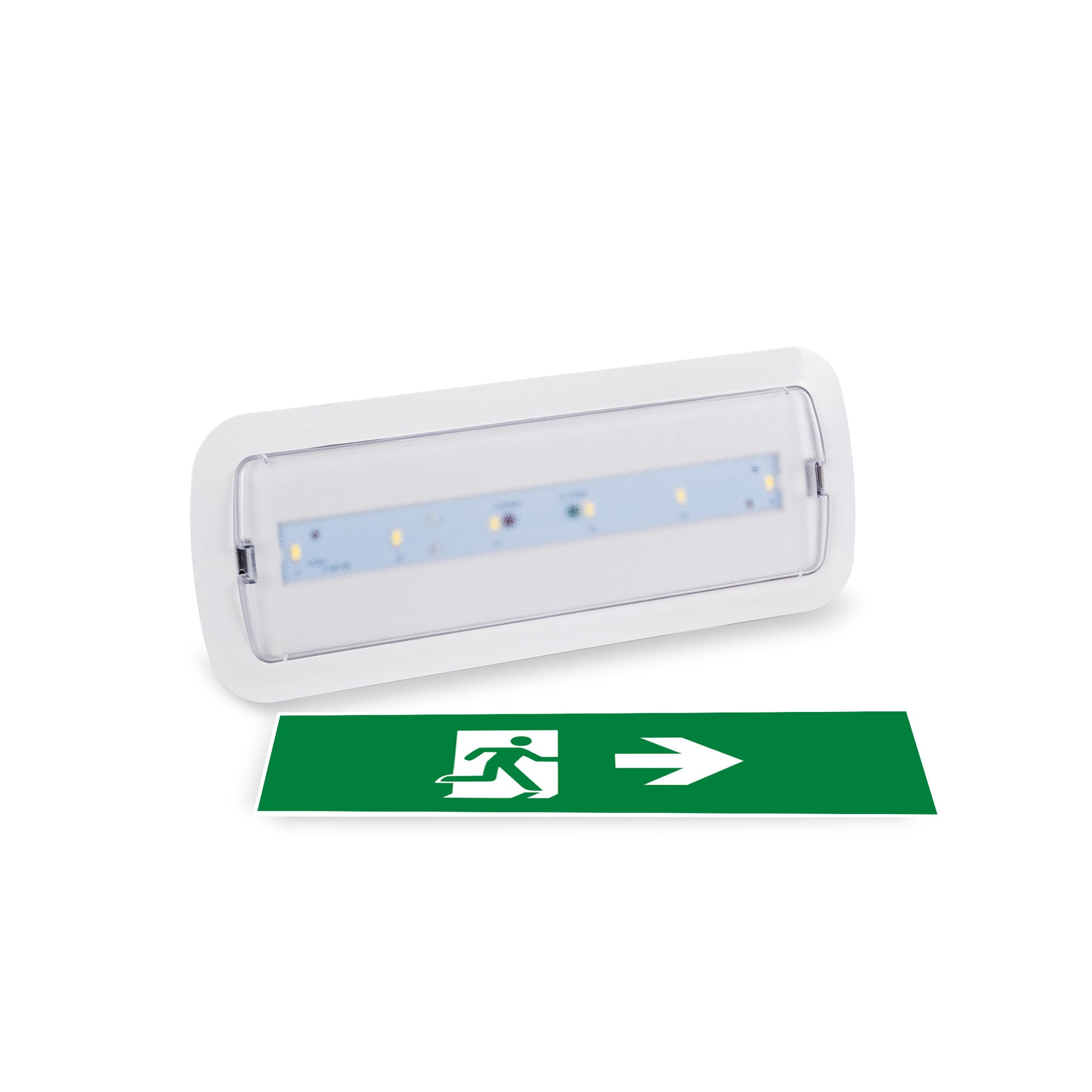 KIT Pictograma autoadhesivo "Salida derecha" + Luz de emergencia 3W (1)