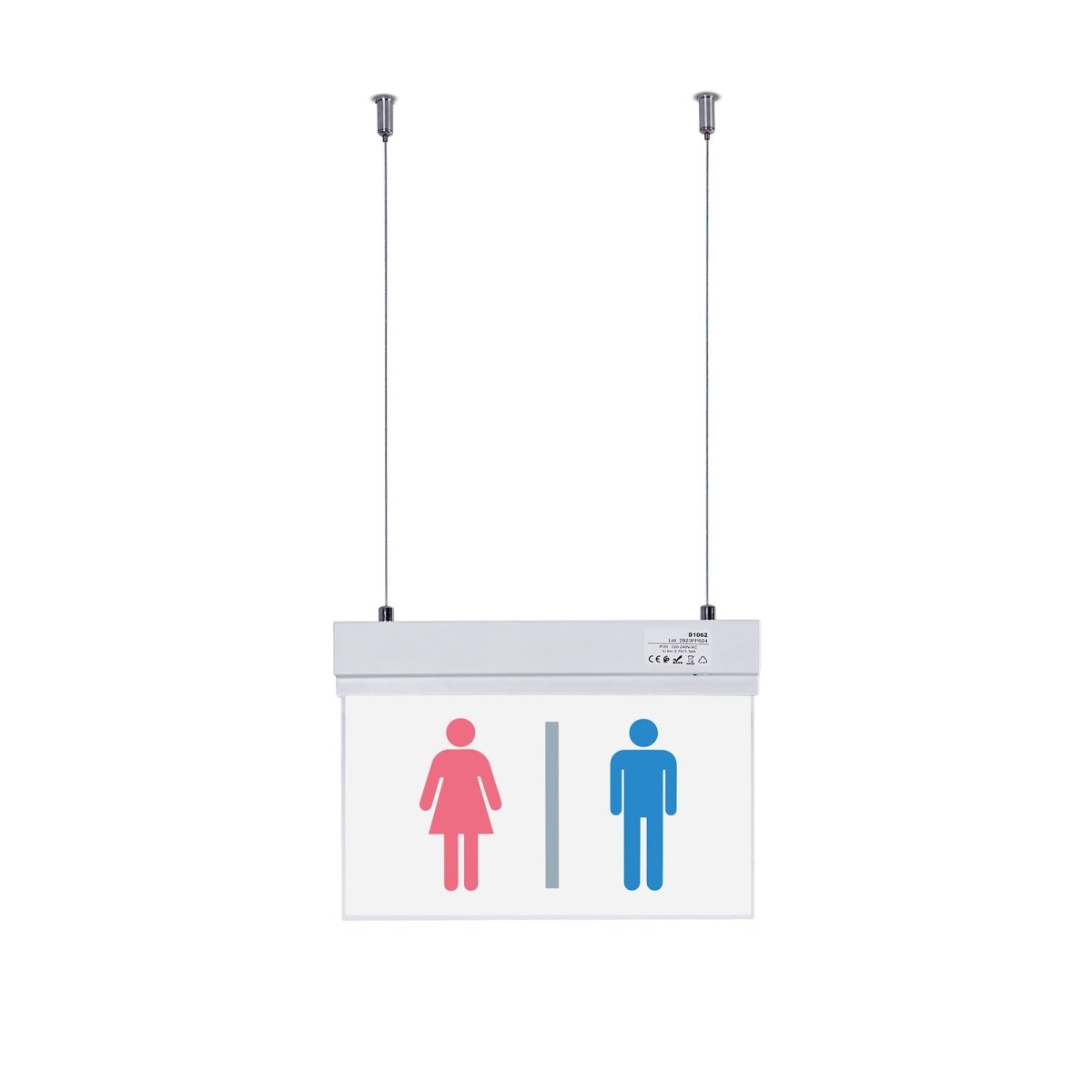 Luz de emergencia permanente con pictograma "Baños" - Suspensión - Barcelona Led-