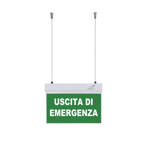 Luz de emergencia permanente con cartel