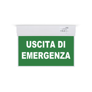 Luz de emergencia permanente con cartel "Uscita di emergenza" - Suspensión (1)